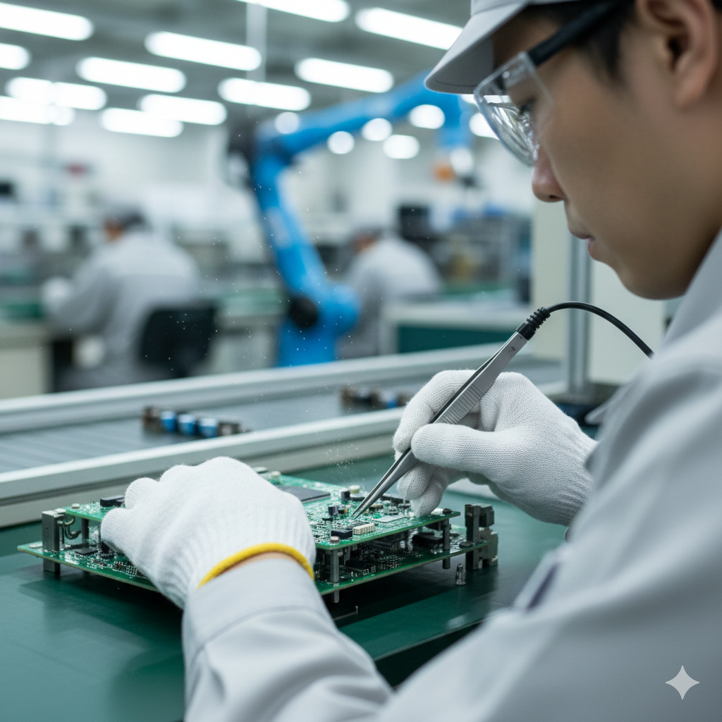 製造現場での精密作業